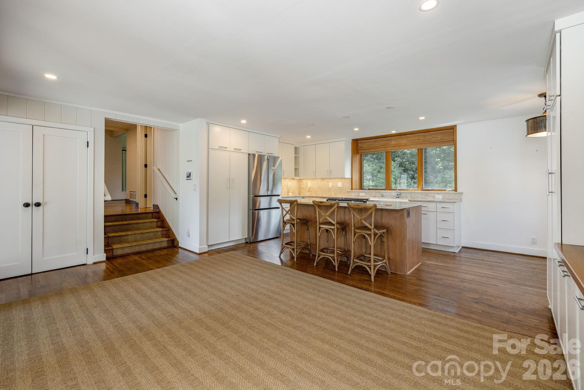 Family room open to the kitchen - 28 Forest Road, Asheville