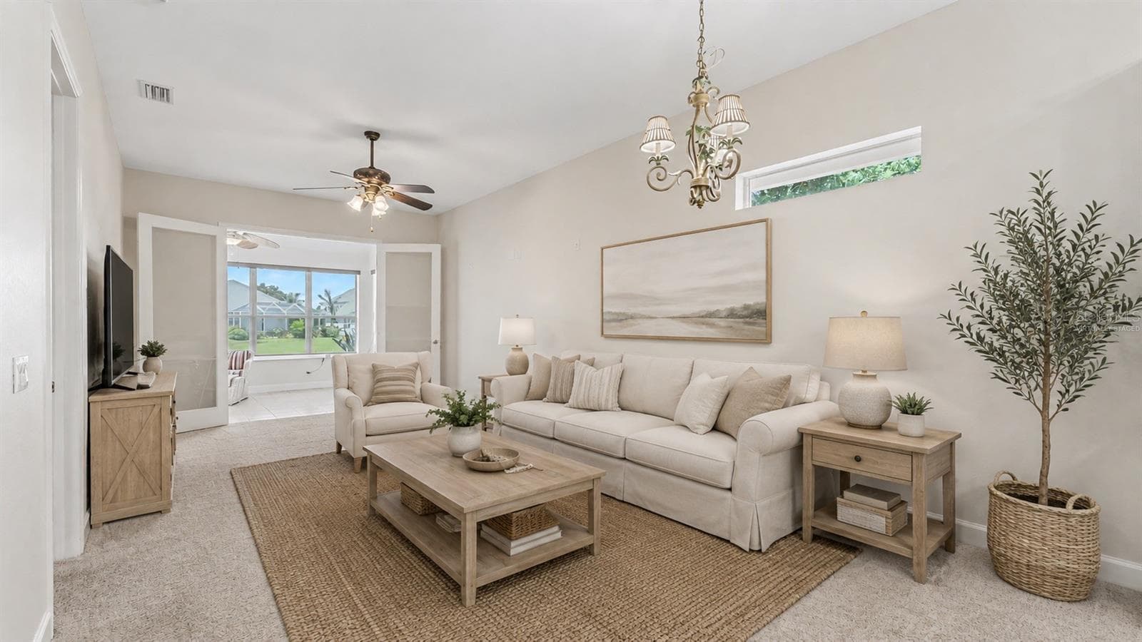 virtually staged living room - 1230 MOTORCOACH DR, POLK CITY