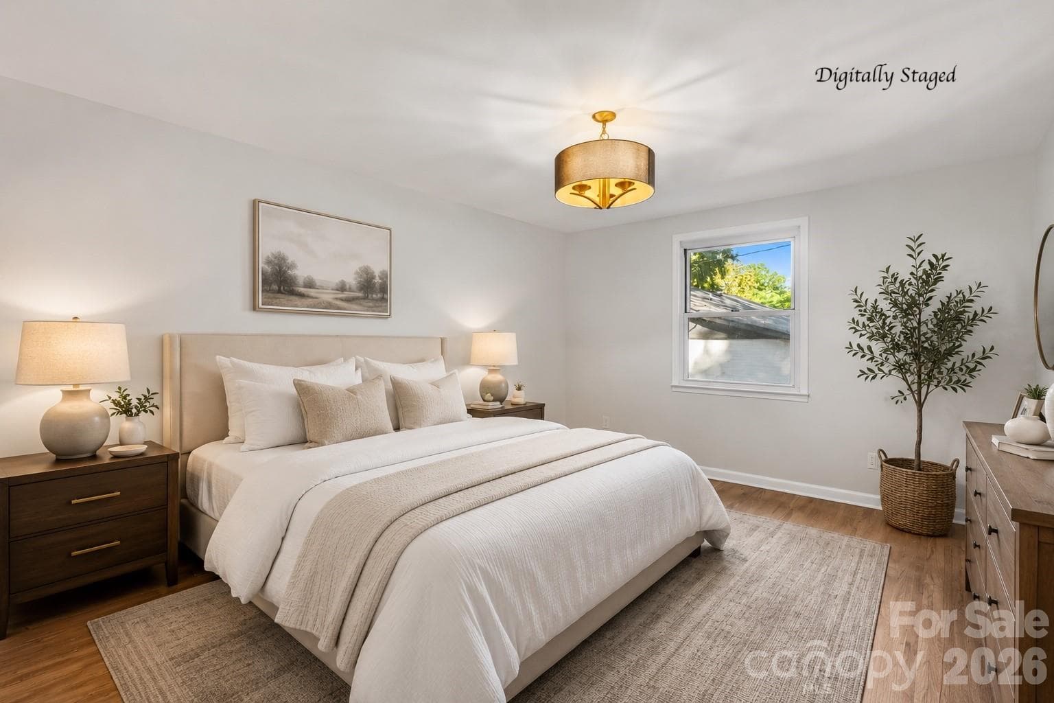 Primary bedroom virtually staged - 3840 Colebrook Road, Charlotte
