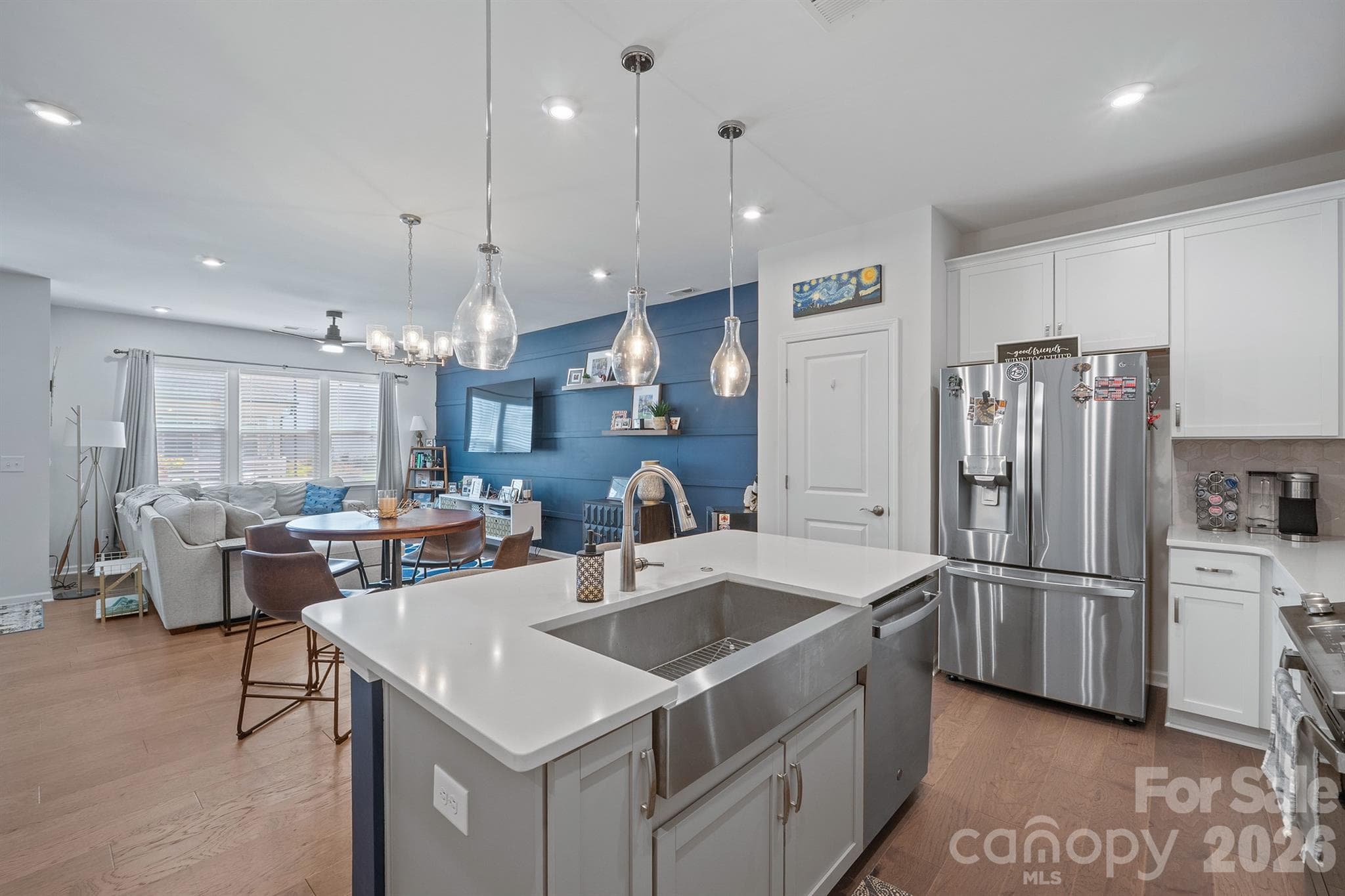 Kitchen island with stainless steel farm sink - 6161 Pierce Lane, Kannapolis