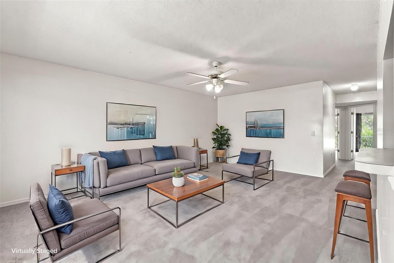Virtually Staged  Spacious Living Room With Kitchen Bar Pass Thru - 22278 VICK ST #A101, PORT CHARLOTTE