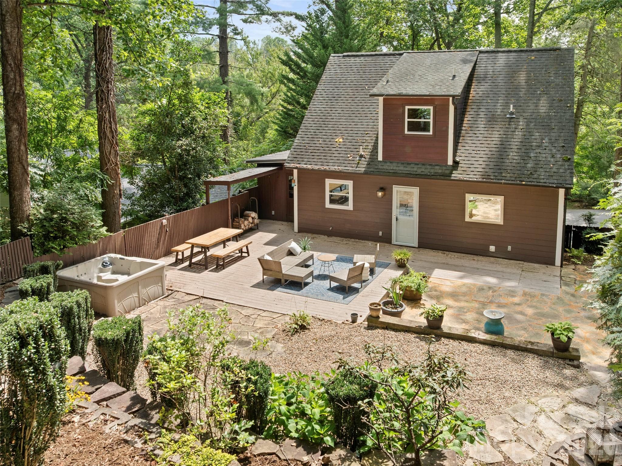 Backyard looking from finished shed. - 28 Marne Road, Asheville