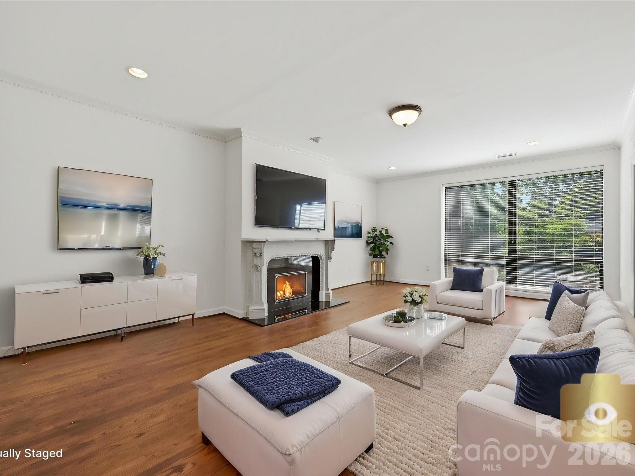Virtually staged living room - 806 Cherokee Road, Charlotte