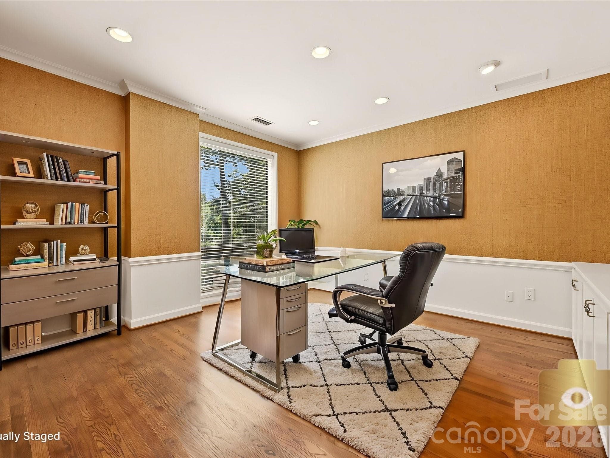 Virtually staged den - 806 Cherokee Road, Charlotte
