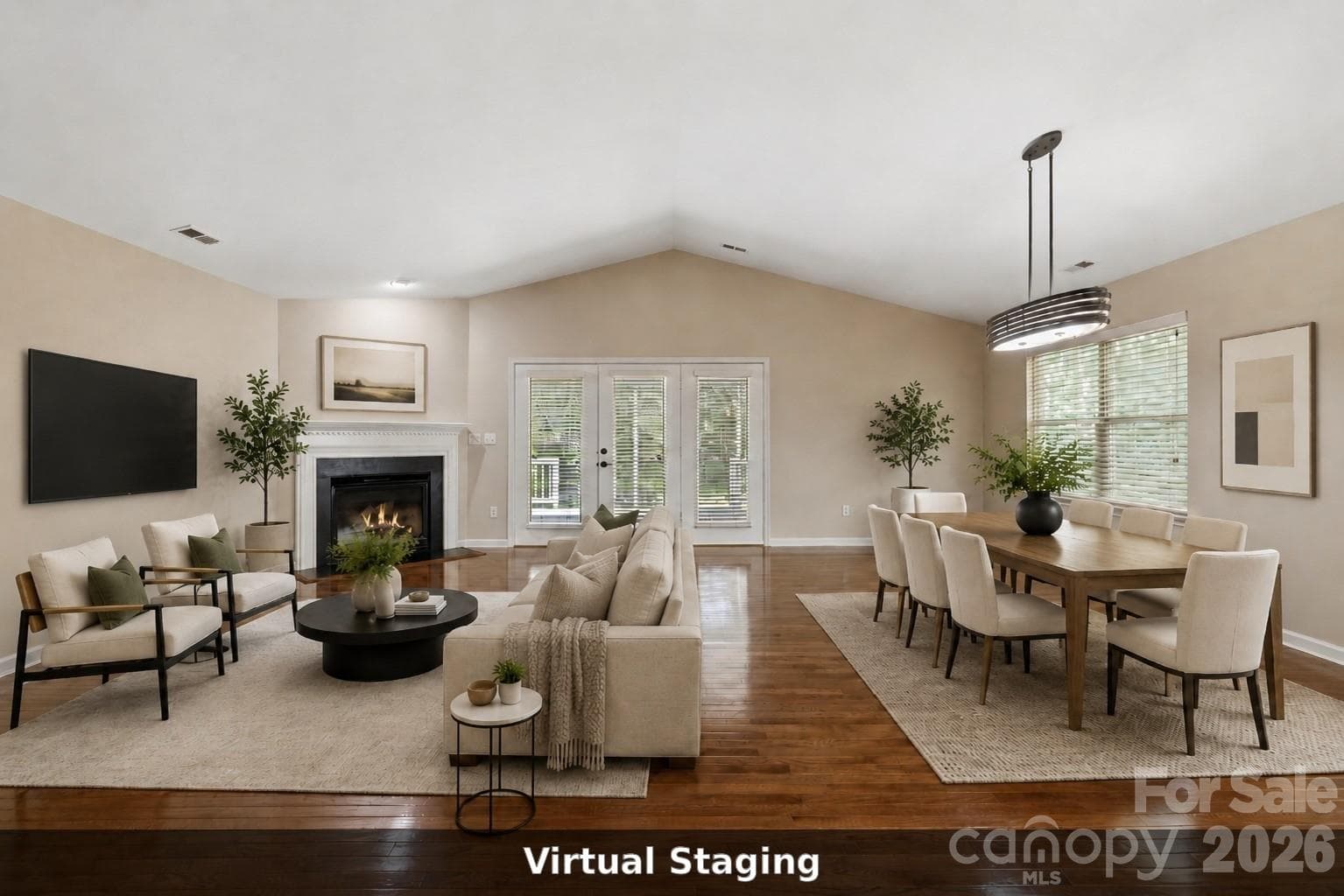 Virtual staging of great room - 241 Fairway View Drive, Etowah