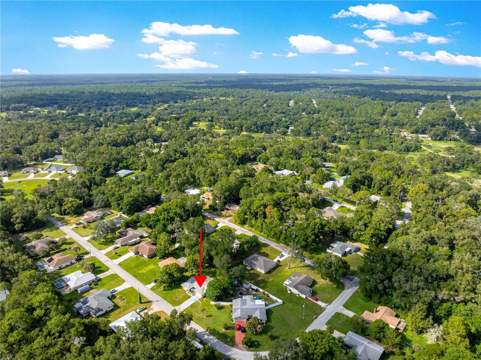 Neighborhood aerial view showing the surrounding homes and streets. - 2170 W DORAL CT, CITRUS SPRINGS