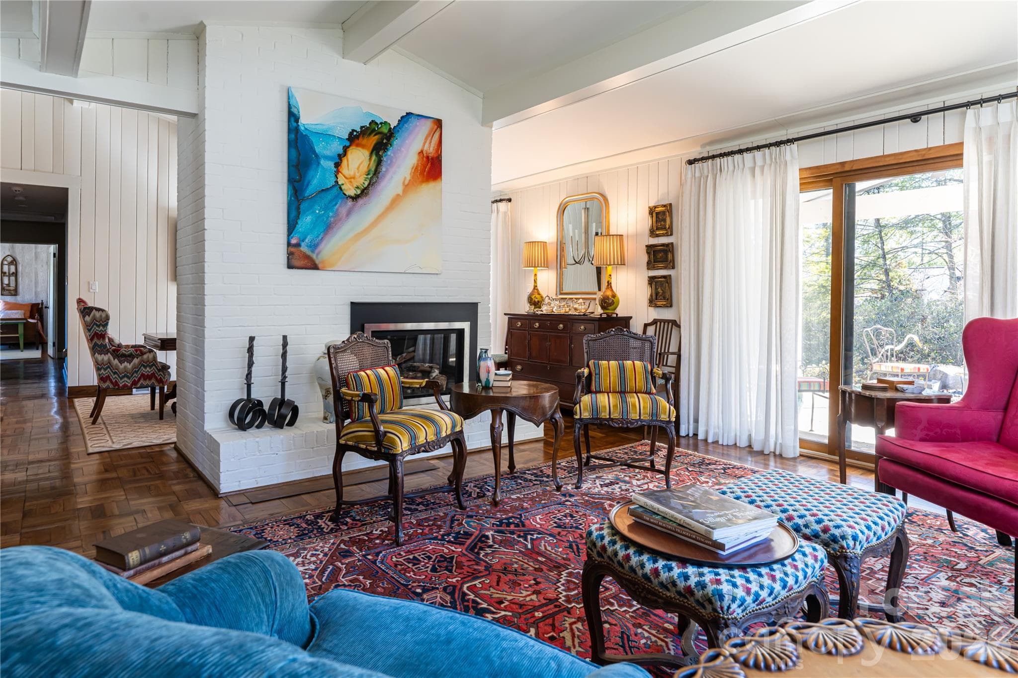 Living room with sellers furniture - 28 Forest Road, Asheville