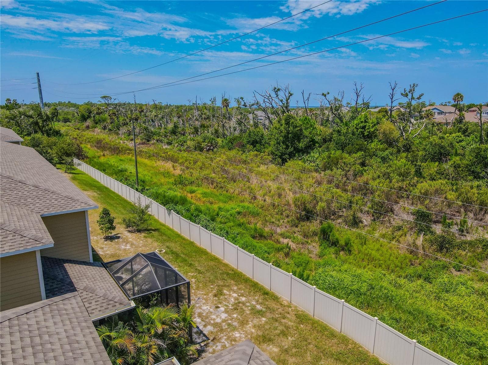 A screened lanai and fenced rear boundary open to expansive green-space views, creating a surprisingly private backdrop for townhome living. - 3029 JACOB CROSSING LN, HOLIDAY