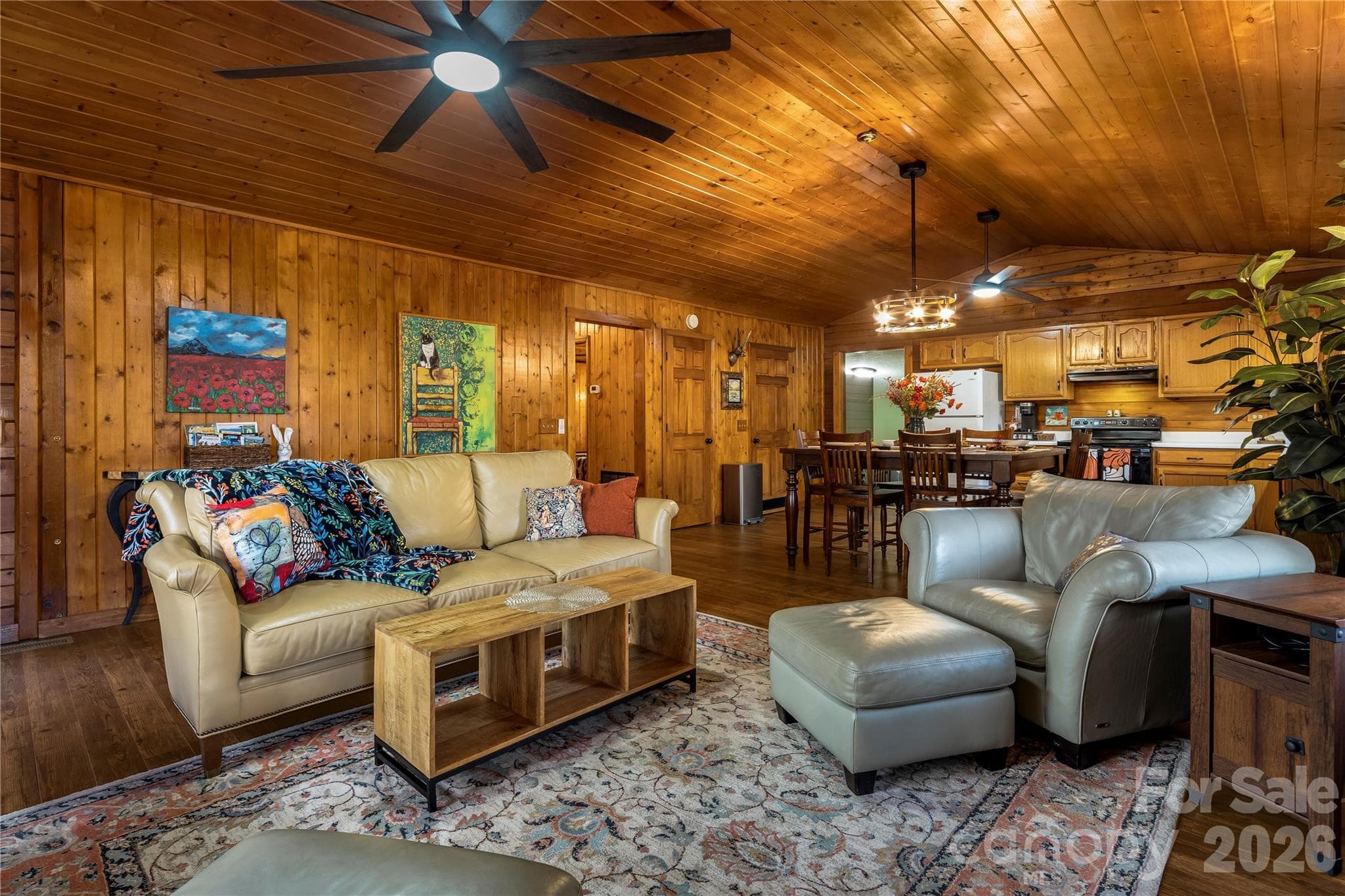 Log cabin living room - 398 Locust Drive, Maggie Valley