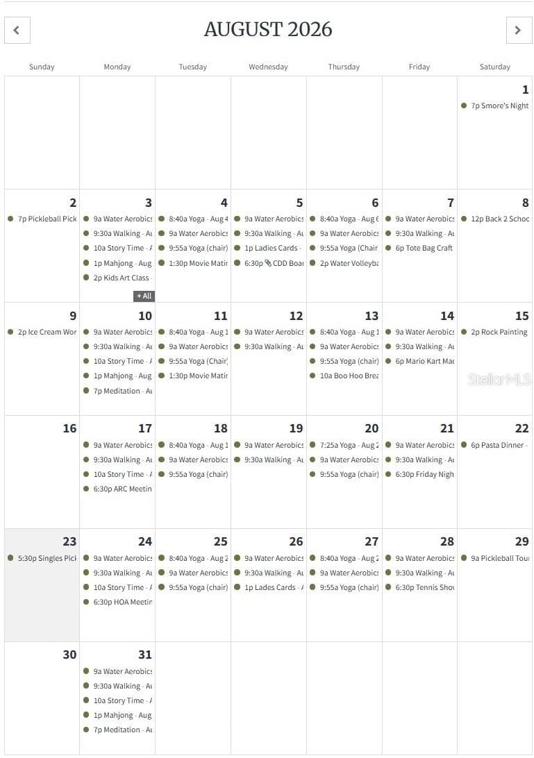 List of Community Events - 21246 QUIET HAVEN CT, LAND O LAKES