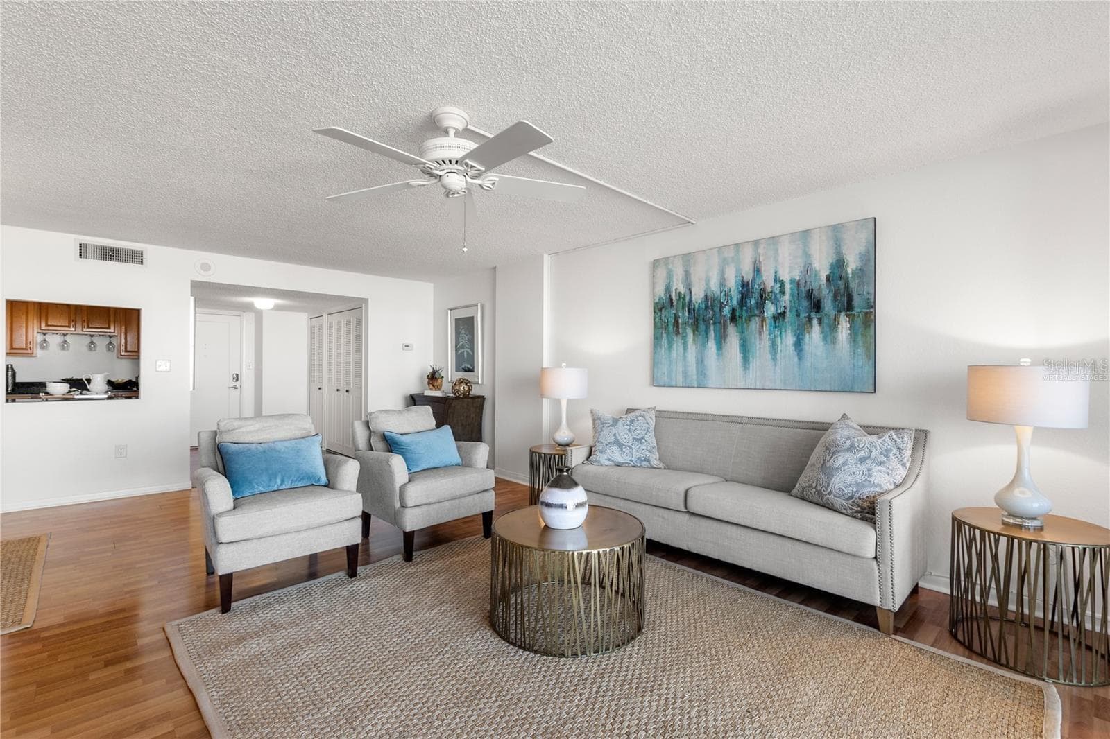 Virtually staged living room - 400 ISLAND WAY #503, CLEARWATER BEACH