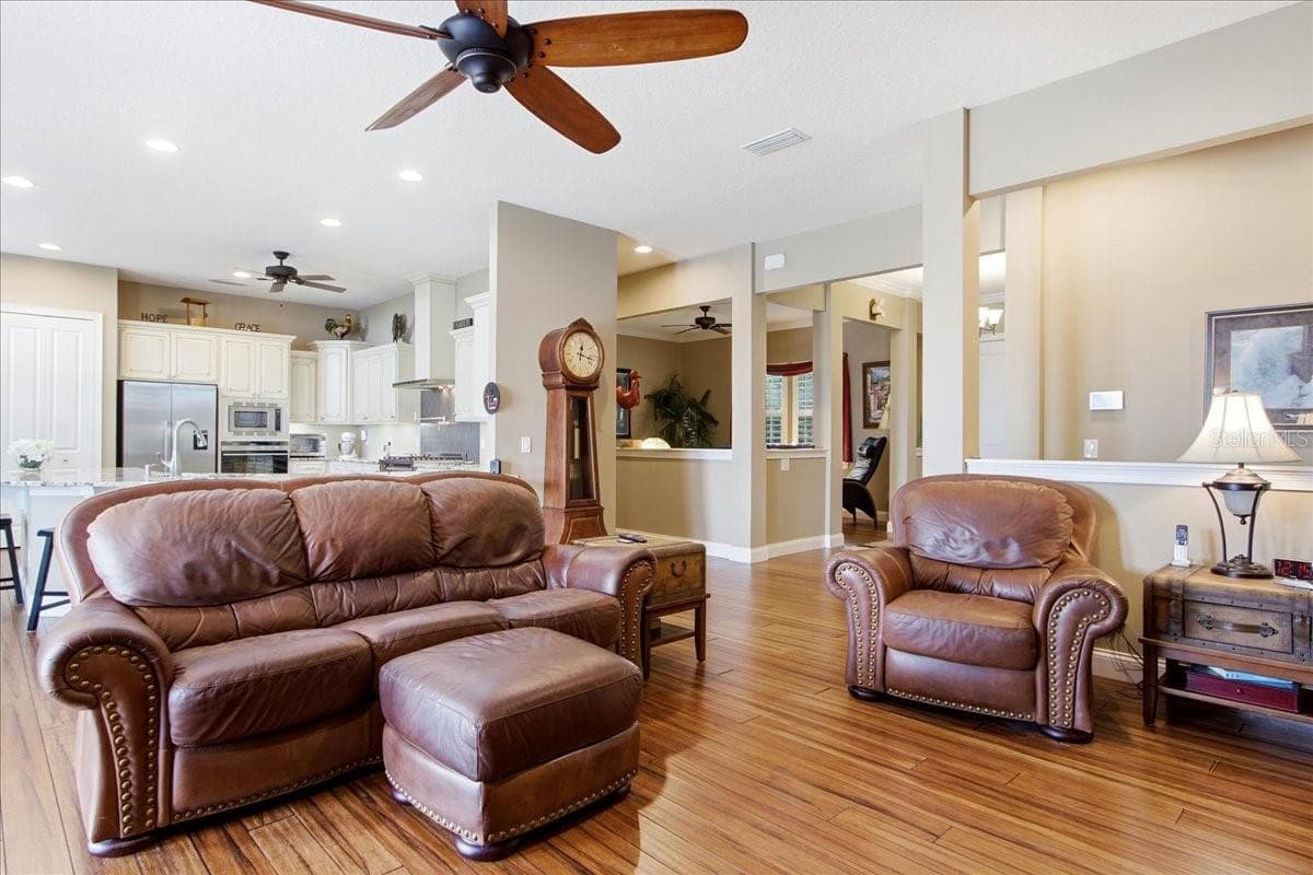 View from Living Room to Kitchen & Flex Room - 1500 SPRING GARDEN RANCH RD, DE LEON SPRINGS