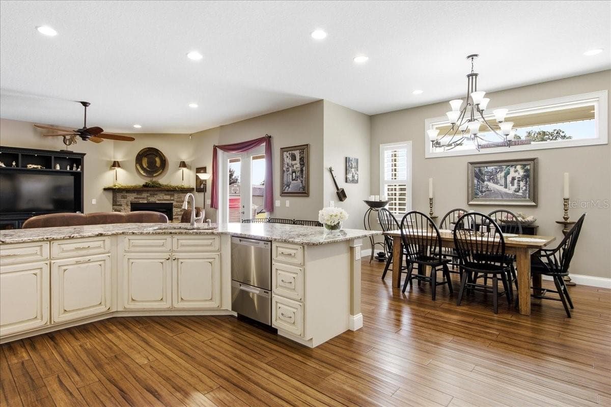 View from Kitchen to Living Room & Breakfast/Dining  area - 1500 SPRING GARDEN RANCH RD, DE LEON SPRINGS