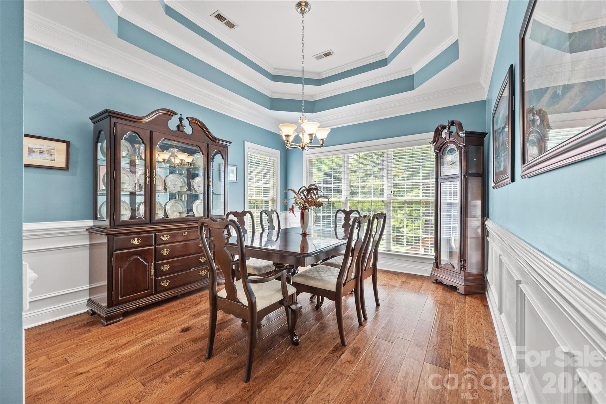 Tiered Trey Ceiling in the Dining Room. Beautiful moldings - 771 Cherry Hills Place, Rock Hill