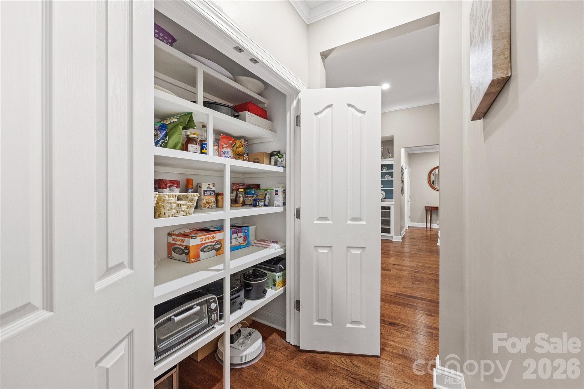 Custom built pantry with wood shelves. Space for everything - 771 Cherry Hills Place, Rock Hill