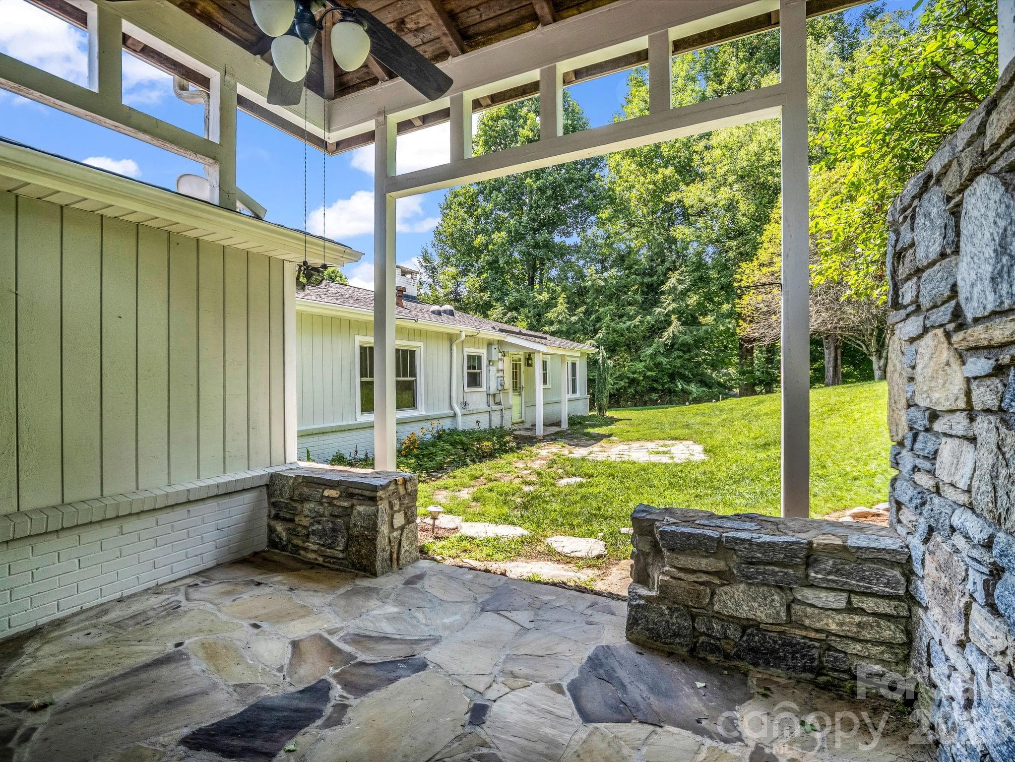 Backyard view from covered patio - 370 Orchard Circle, Laurel Park