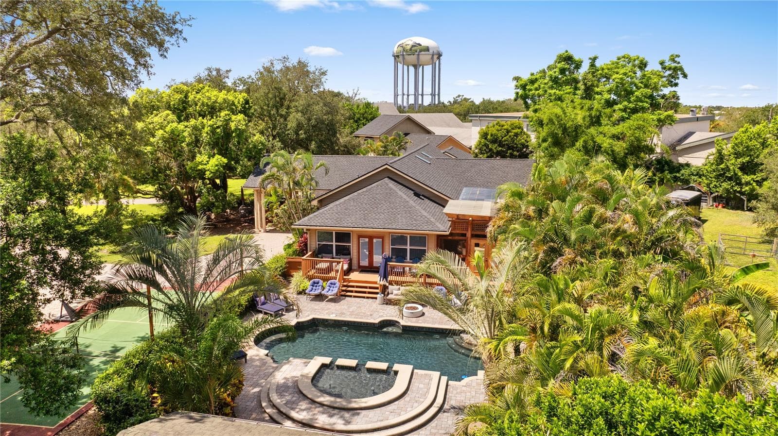 Aerial View of Home & Pool - 20 BOGIE LN, PALM HARBOR