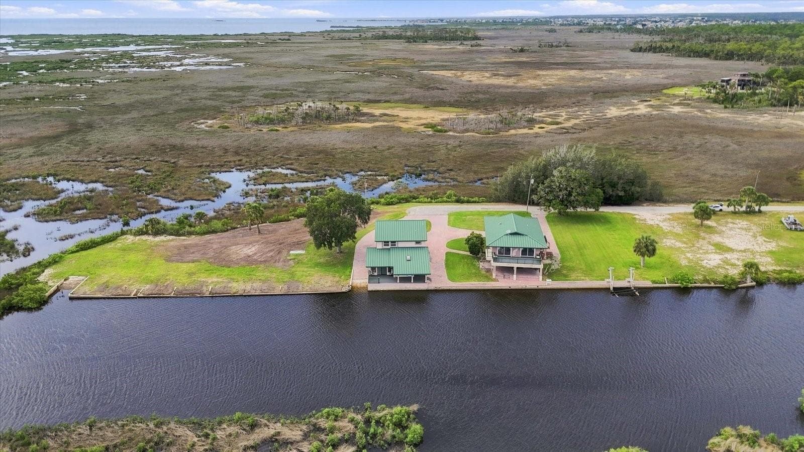 Aerial Waterfront View – Residence, Shoreline & Natural Coastal Setting - 3194 INDIAN GULF LN, HERNANDO BEACH
