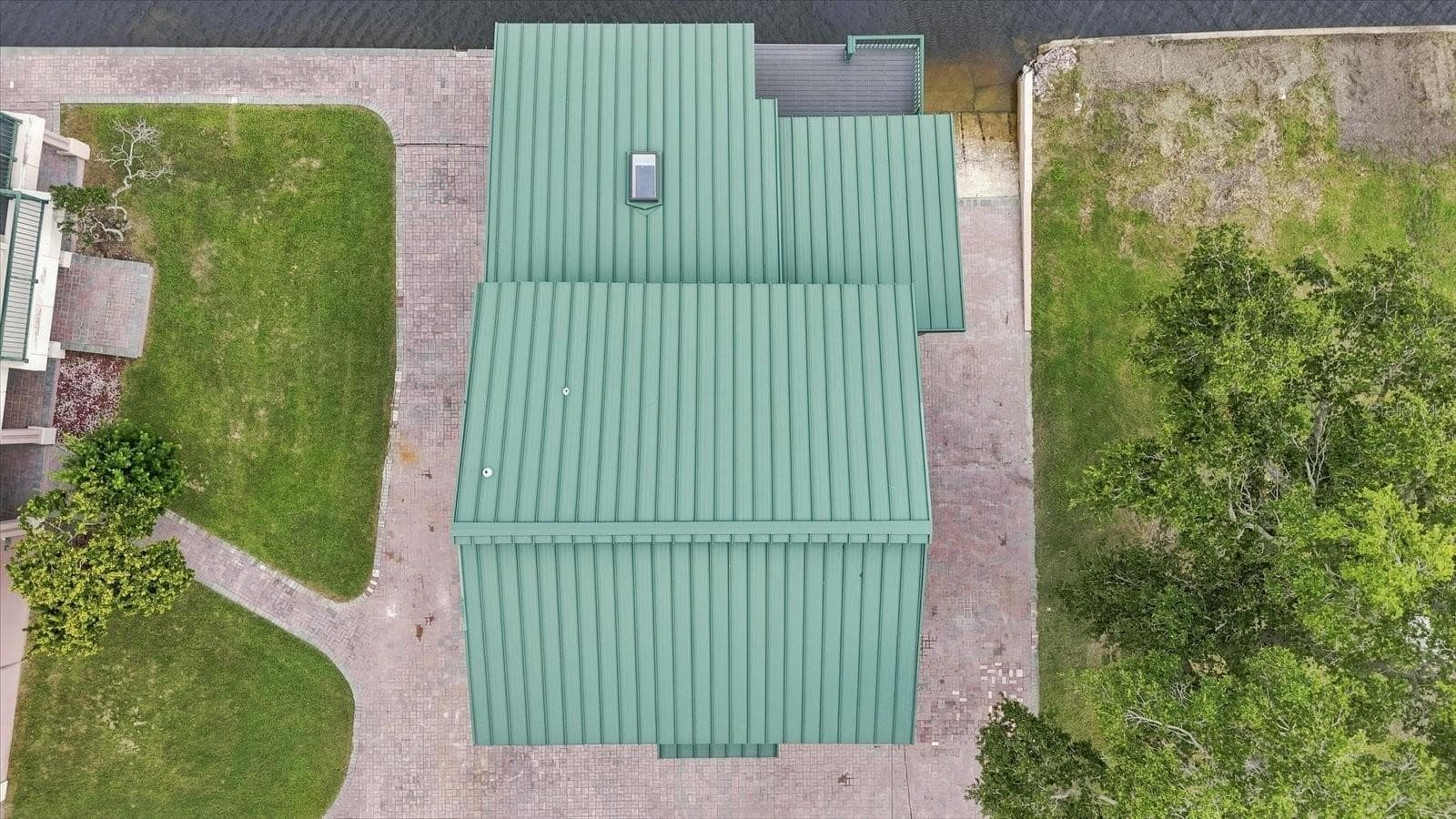 Overhead Aerial – Residence, Metal Roof & Waterfront Site - 3194 INDIAN GULF LN, HERNANDO BEACH