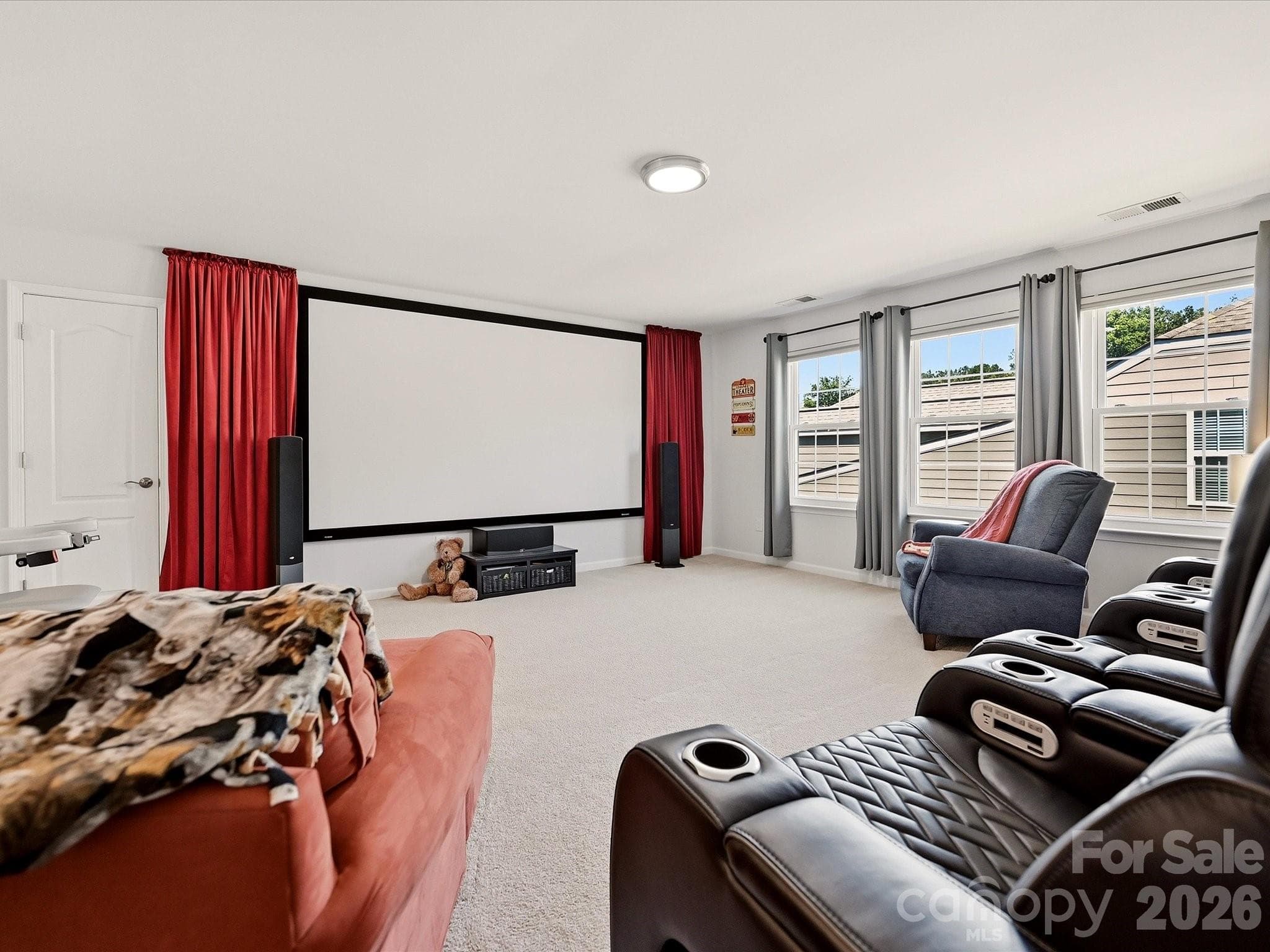 Fabulous Media Room! 135" Projection Screen and Projector are for sale. Options: If Buyer does not want to purchase, Seller will replace with 104" screen and original Projector, or Remove entirely upon request - 5060 Big Bend Drive, Lancaster