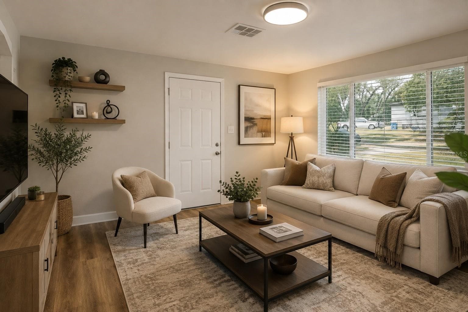 Virtually staged Living room - 804 S EVERGREEN AVE, CLEARWATER