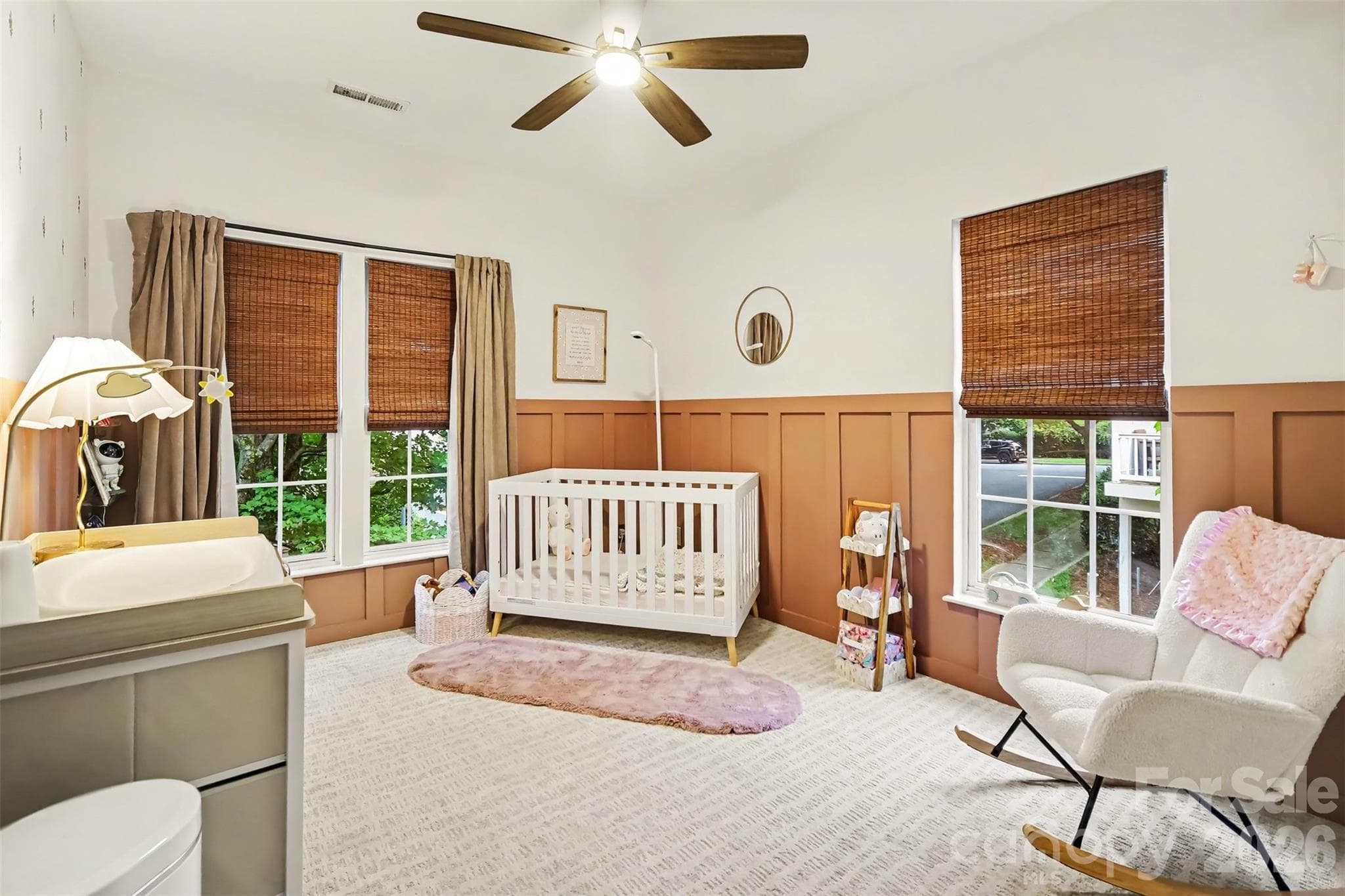 Adorable nursary but wood paneling and carpet would be beautiful as a guest room or older child's room also.  Carpet is 1 year old - 438 Magnolia Street, Davidson