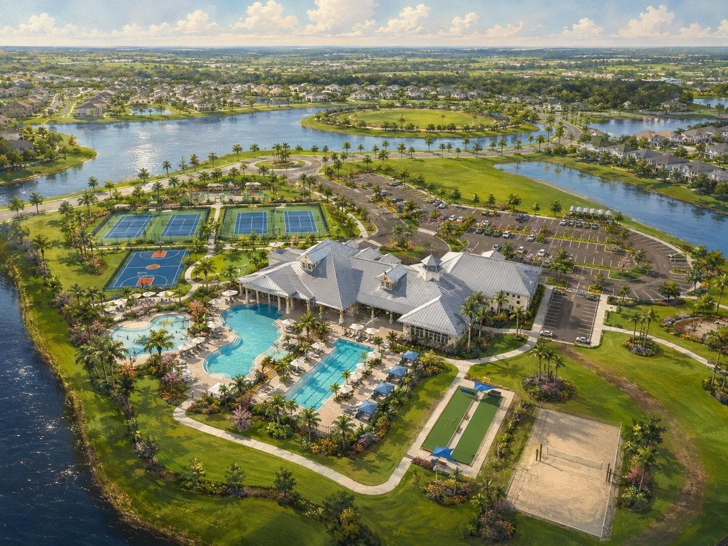 Lorraine Lakes Amenity Campus Aerial View--Artist's Rendition - 15008 MISTY WATER XING, BRADENTON