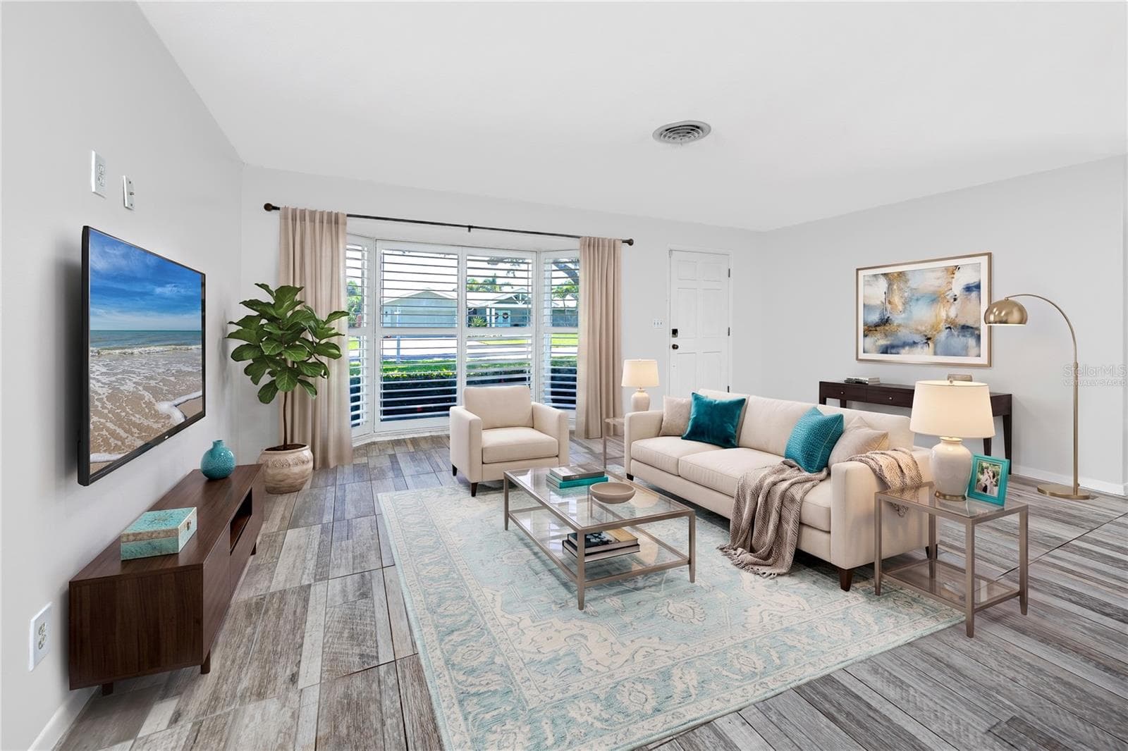 Virtually Staged Living Room - 1744 HARBOR CIR E, LARGO