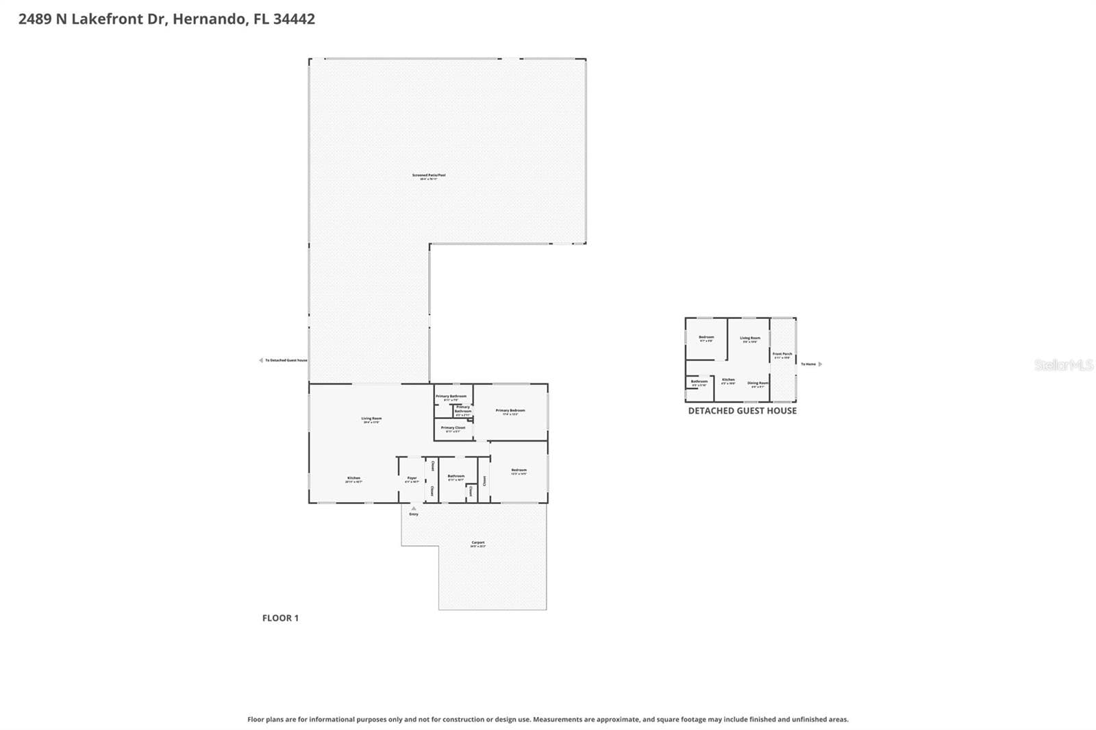 Combined Floor Plan - Main Residence and Guest Cabins - 2489 N LAKEFRONT DR, HERNANDO