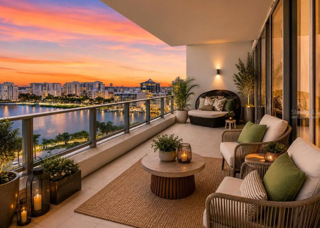 Virtually Staged Balcony - 1155 N GULFSTREAM AVE #807, SARASOTA