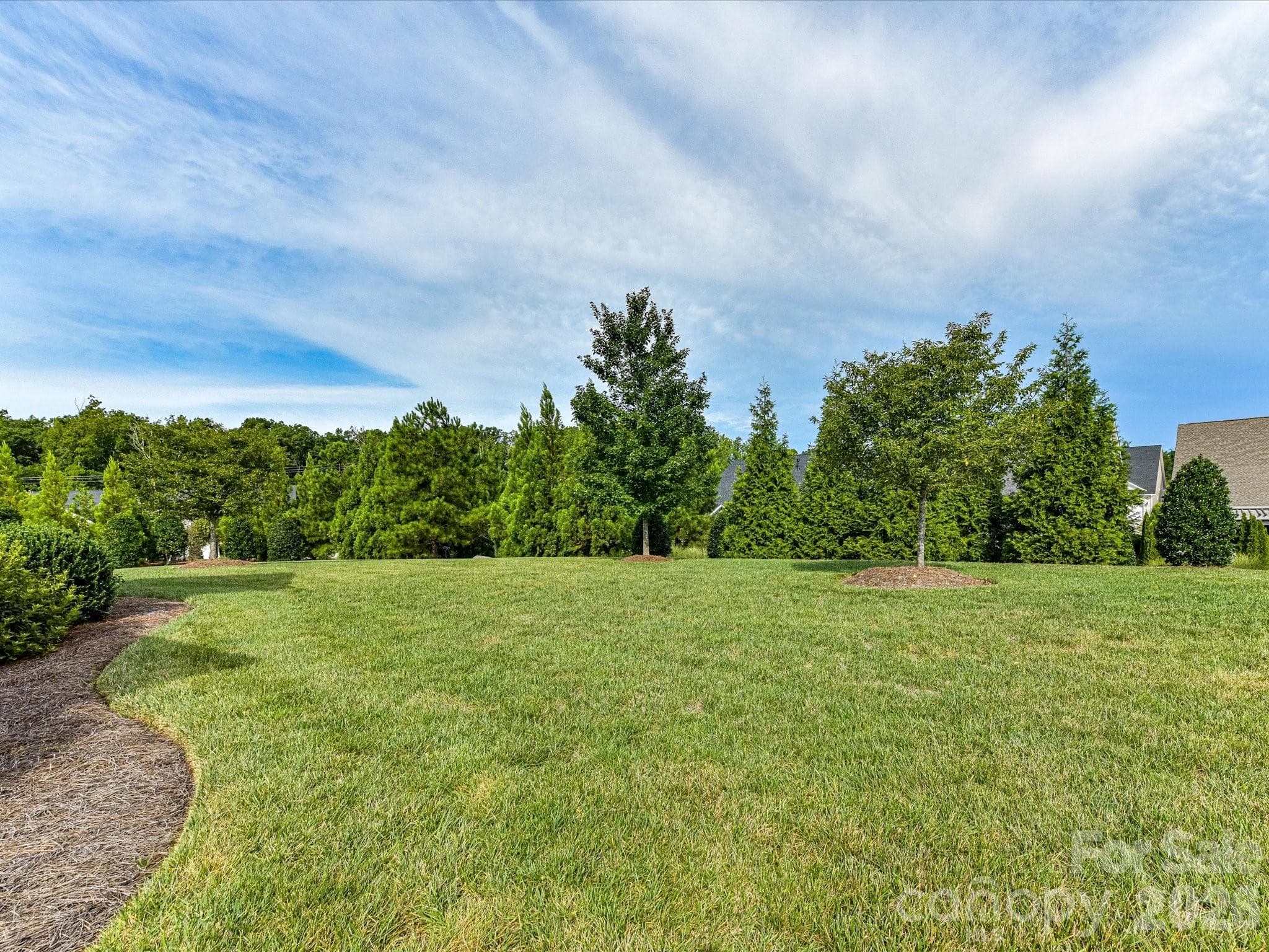 Expansive backyard features a lush lawn, mature landscaping, and plenty of open space for outdoor enjoyment. - 13003 Riley Grace Lane, Cornelius