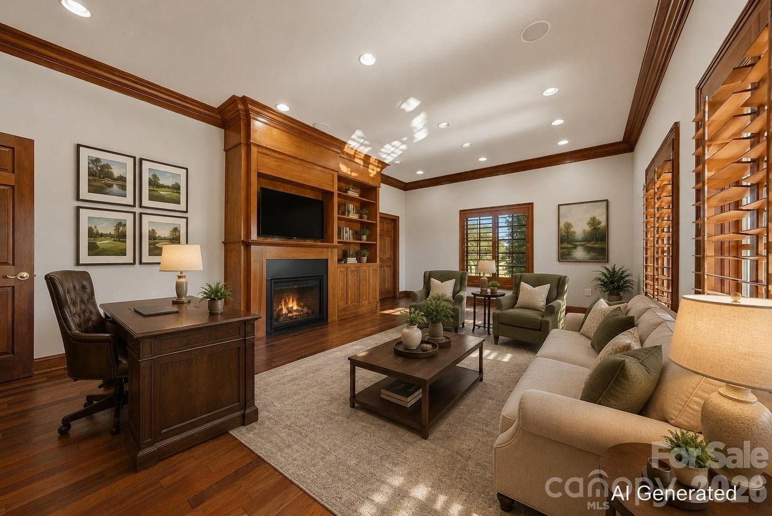 A 2nd Owners Den/Office with walk-in closet, gas log fireplace & lovely built-ins. - 3619 Links Drive NE, Conover