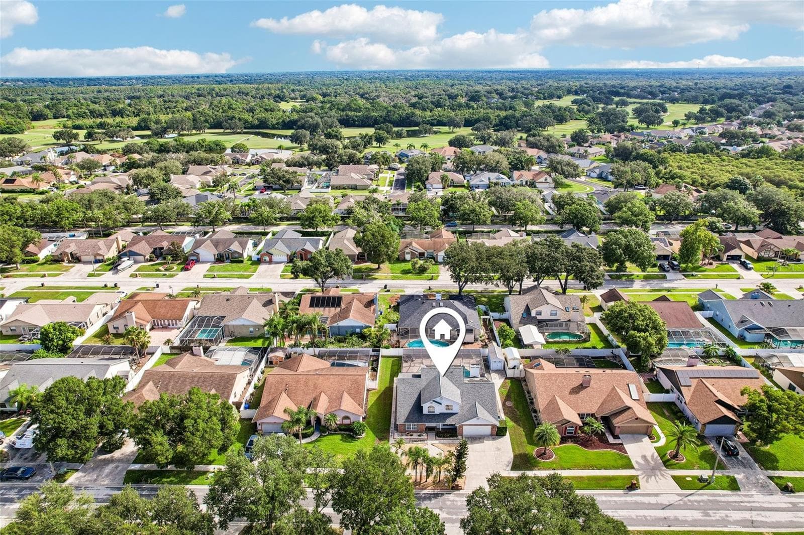 Ariel view of neighborhood - 1424 DUMONT DR, VALRICO