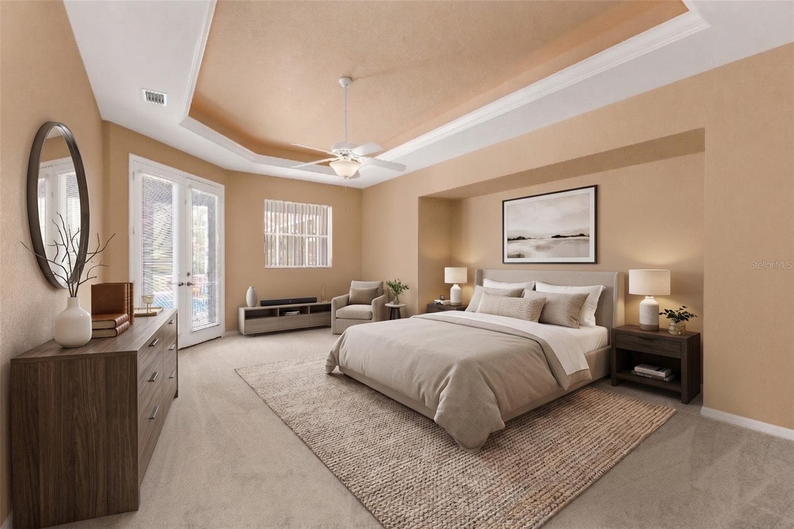 Primary Bedroom w French doors to the pool - 2420 PEBBLE CREEK PL, PORT CHARLOTTE