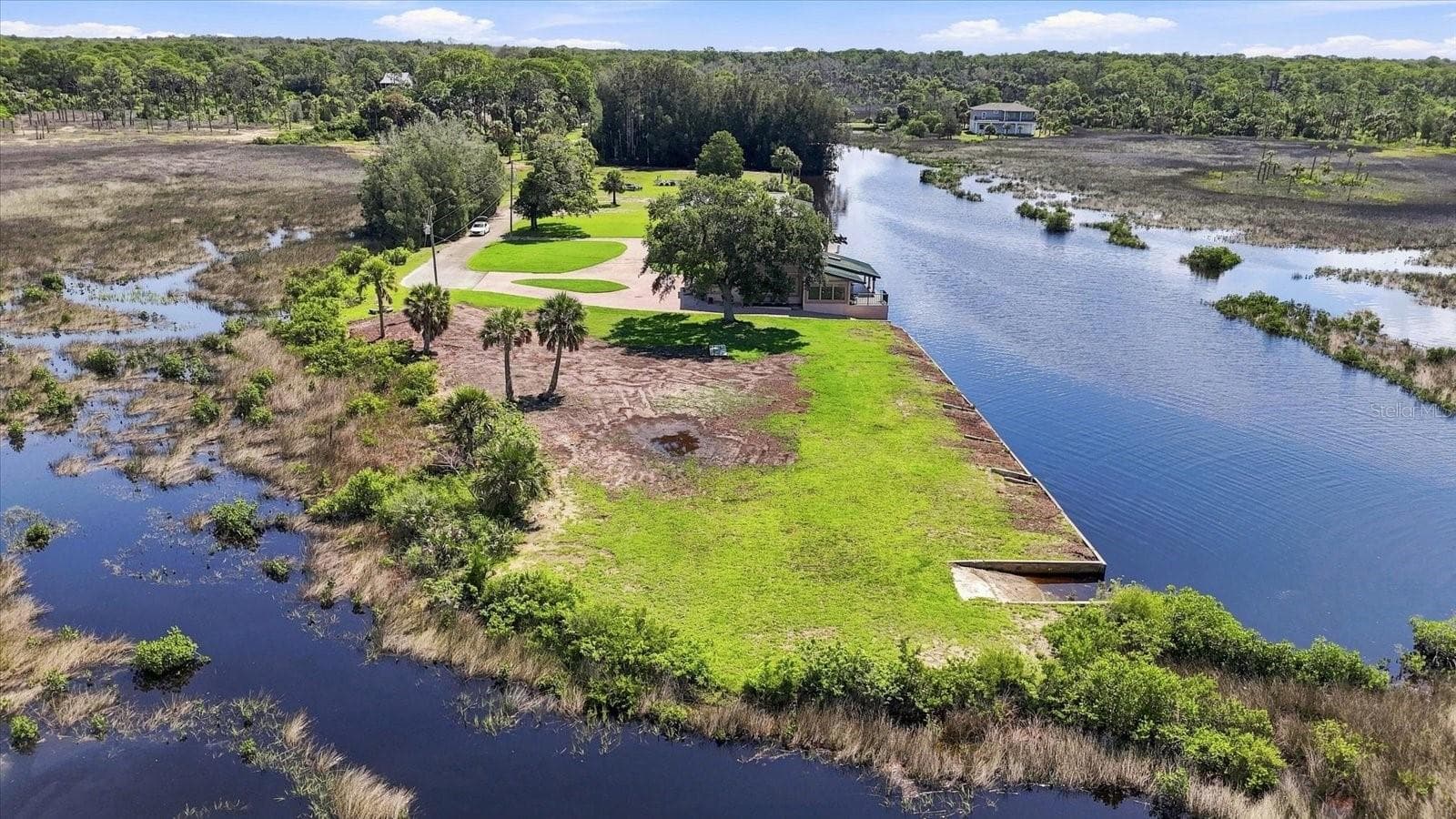 Aerial Property View – Vacant Waterfront Parcel & Canal Frontage - 3190 INDIAN GULF LN, HERNANDO BEACH