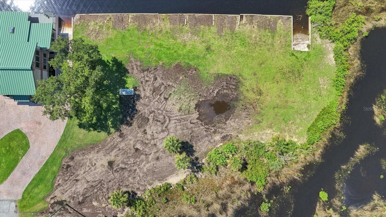 Overhead Aerial – Parcel Configuration, Waterfront & Road Access - 3190 INDIAN GULF LN, HERNANDO BEACH