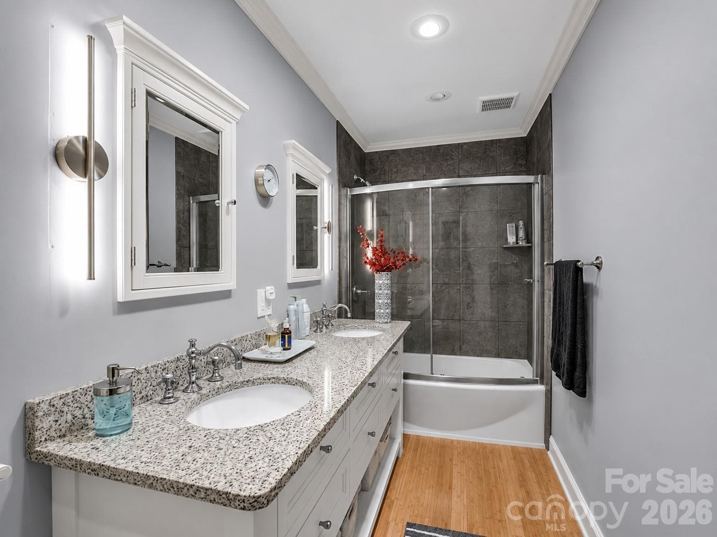 Recessed medicine cabinets with art deco lighting - 335 Melrose Avenue, Tryon