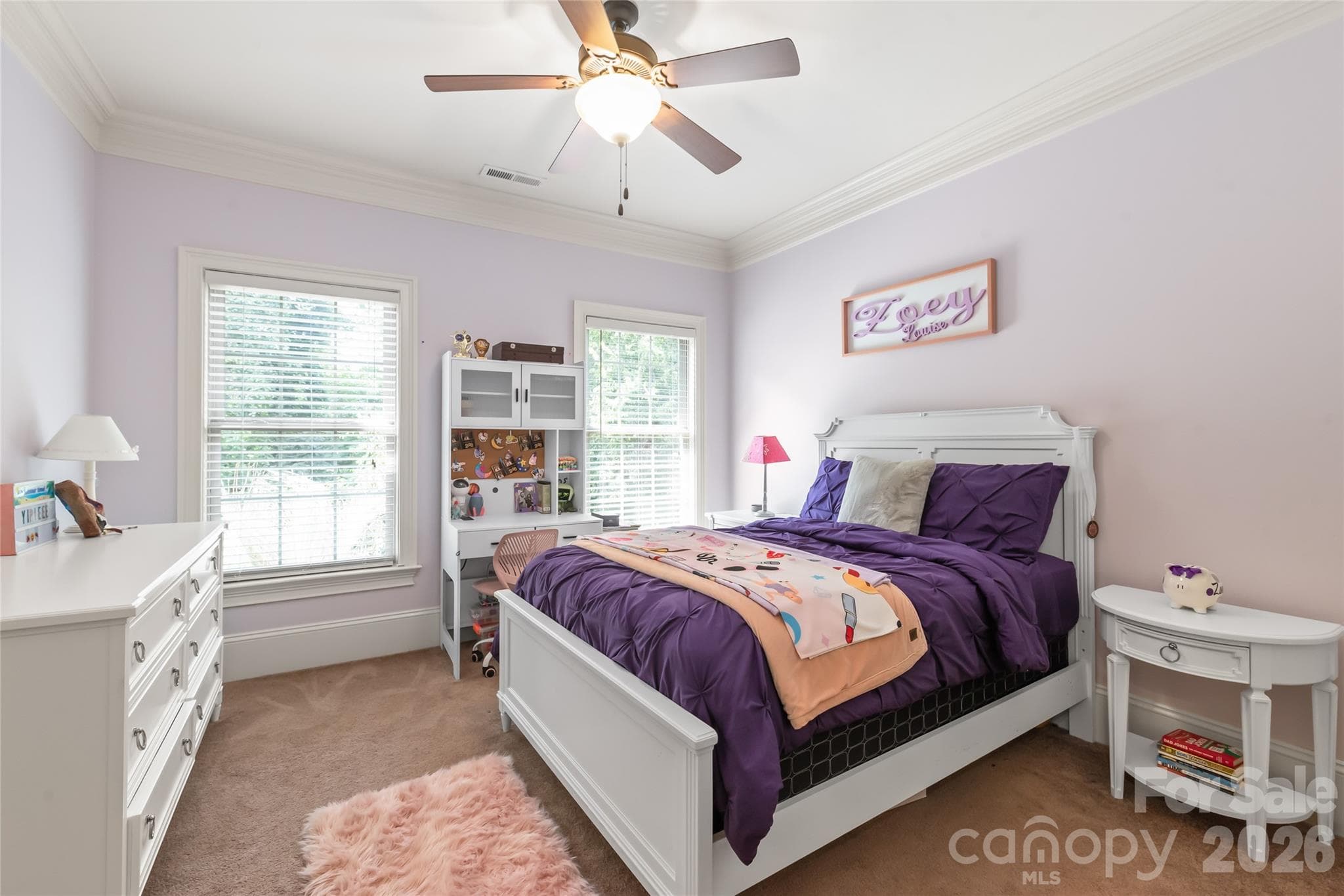 Bedroom three offers generous space, a bright layout, and direct access to the shared Jack-and-Jill bath. - 7320 Summerlin Place, Charlotte