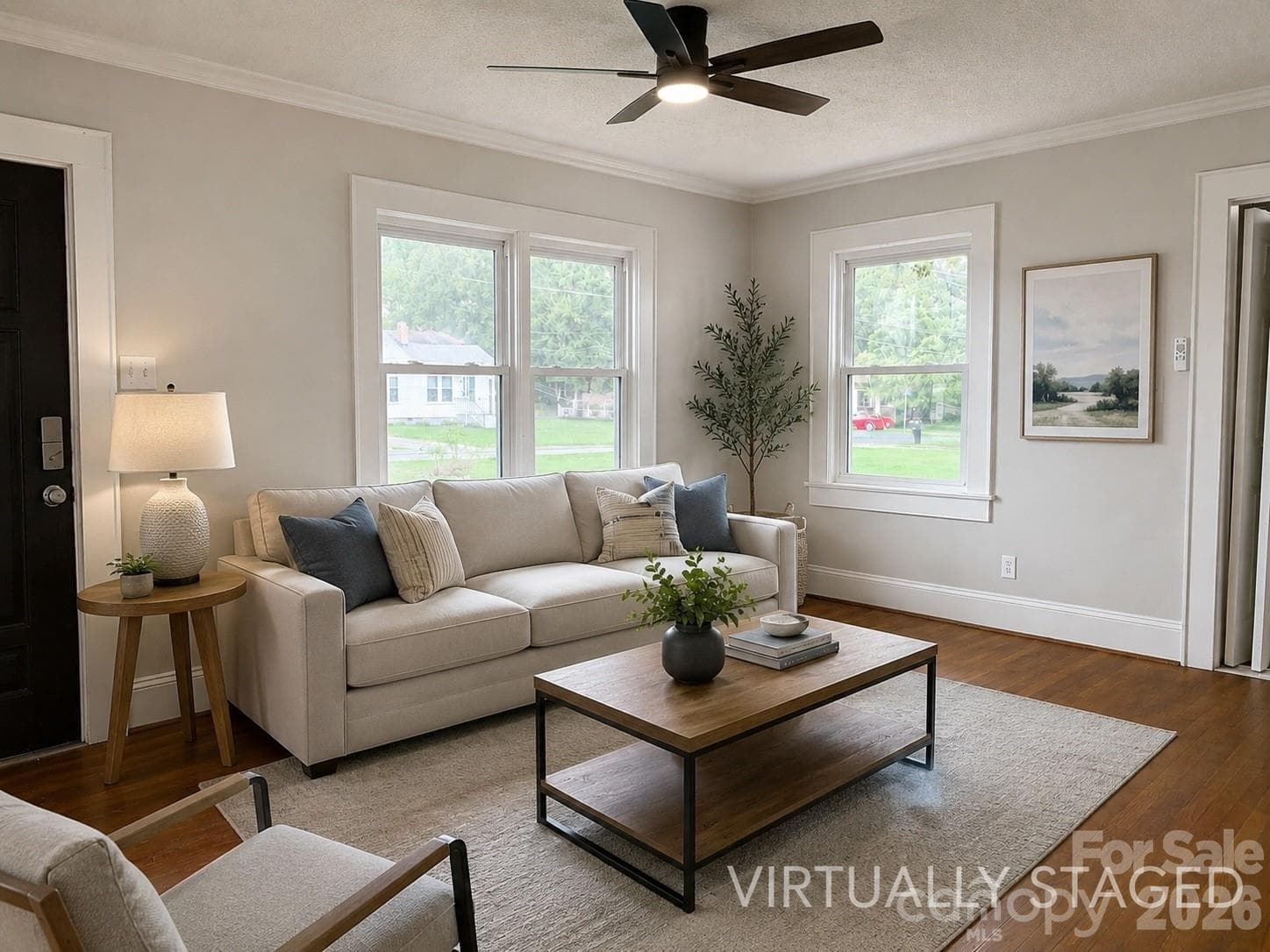 Virtually Staged Living Room - 802 3rd Street SE, Conover