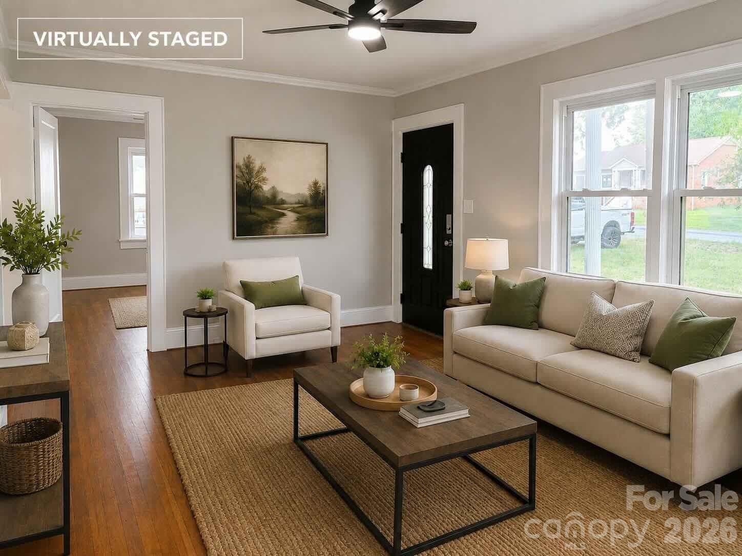 Virtually Staged Living Room - 802 3rd Street SE, Conover