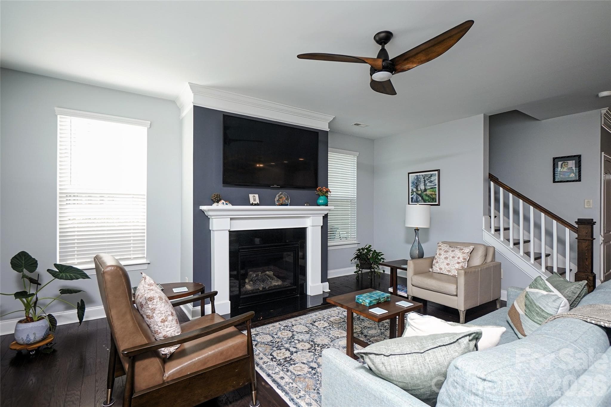 Family Room w Fireplace - 1300 Thessallian Lane, Indian Trail
