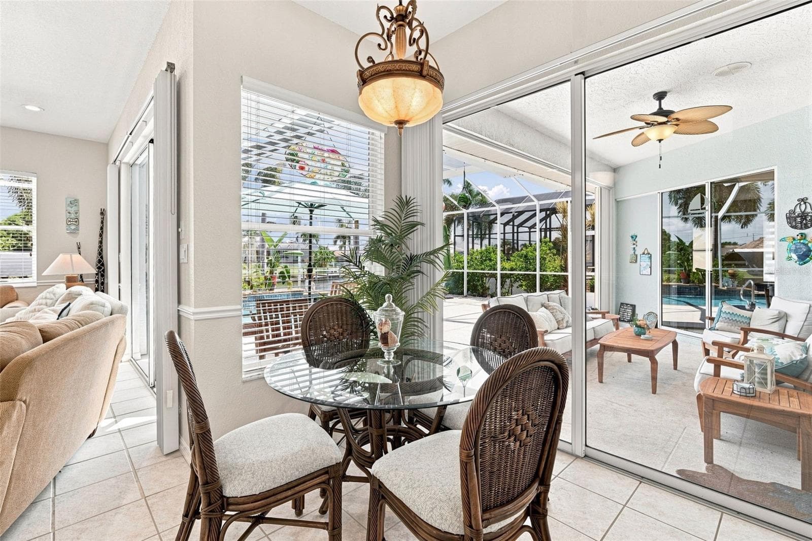 Dining Area with Exceptional Pool Views - 136 PECKHAM ST SE, PORT CHARLOTTE