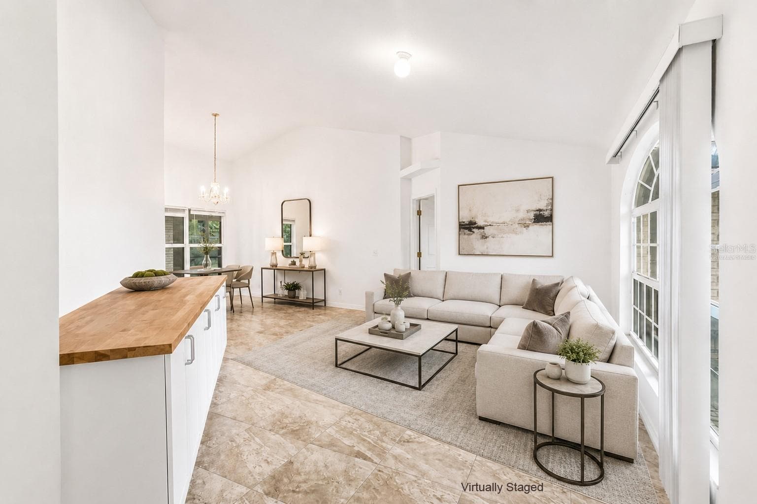 Virtually Staged Living Room - 2007 N PARKTON DR, DELTONA
