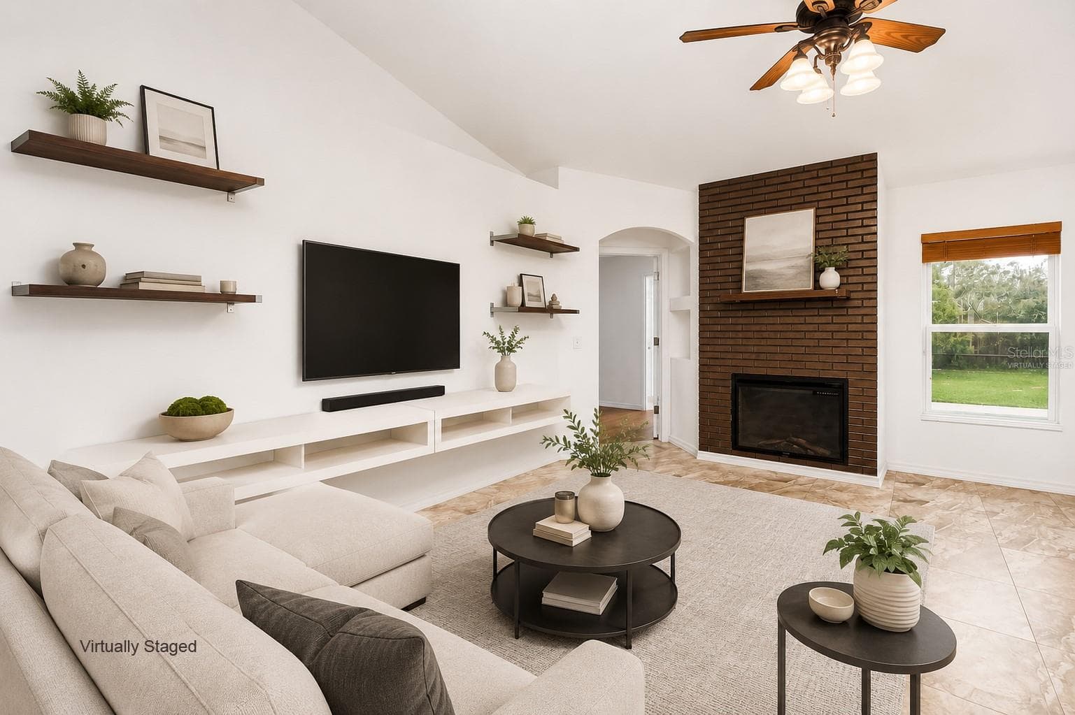 Virtually Staged Family Room - 2007 N PARKTON DR, DELTONA