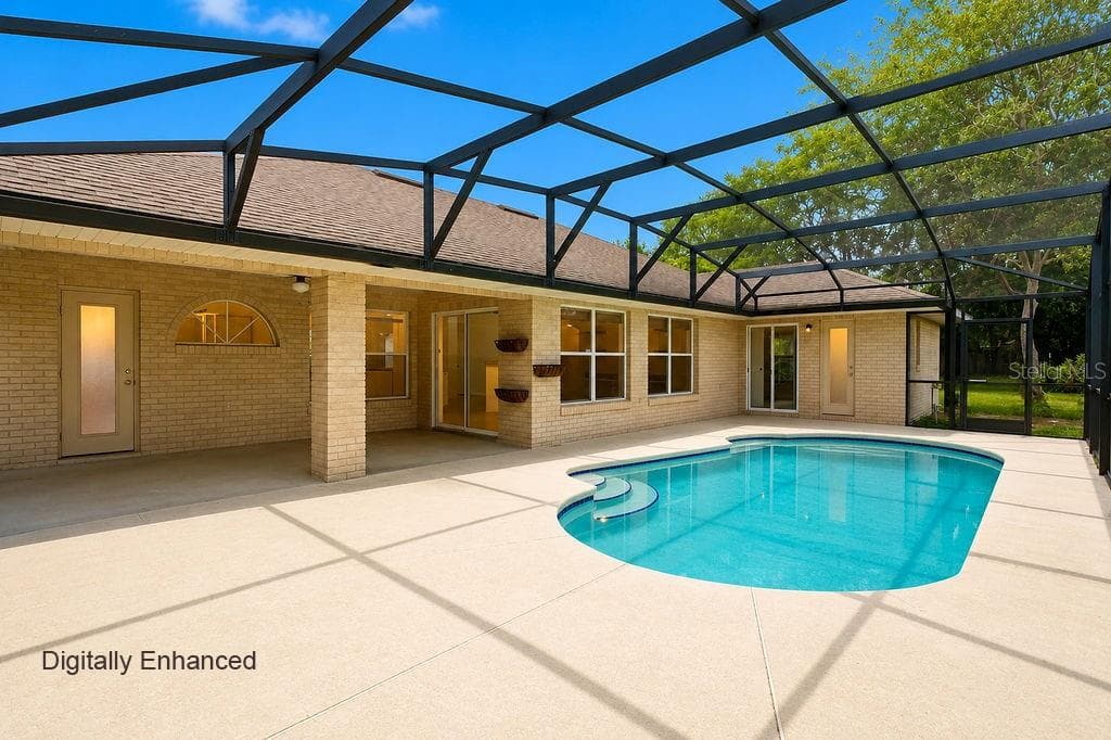 Digitally enhanced pool area - 2007 N PARKTON DR, DELTONA