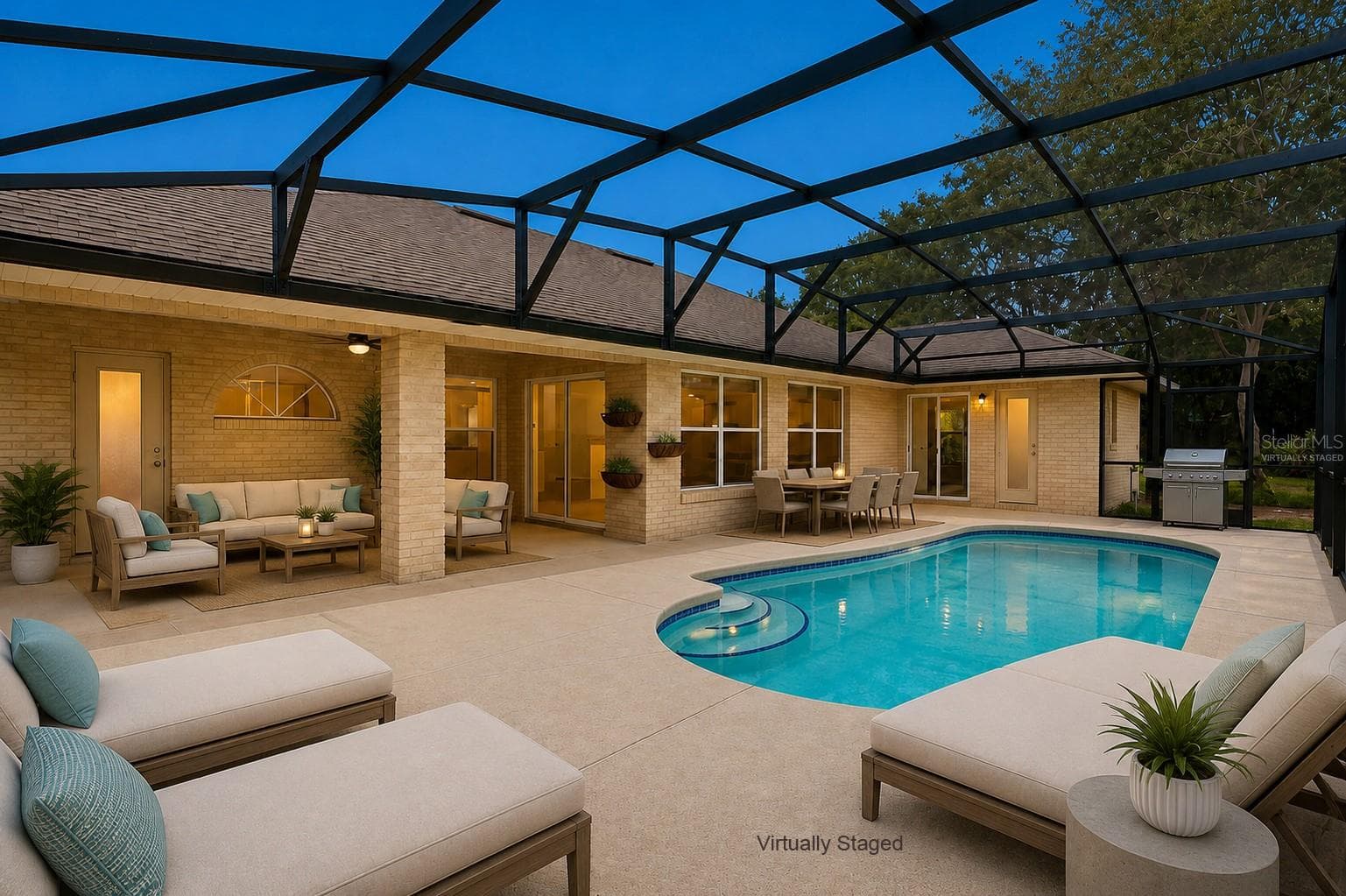 Virtually Staged Pool area - 2007 N PARKTON DR, DELTONA