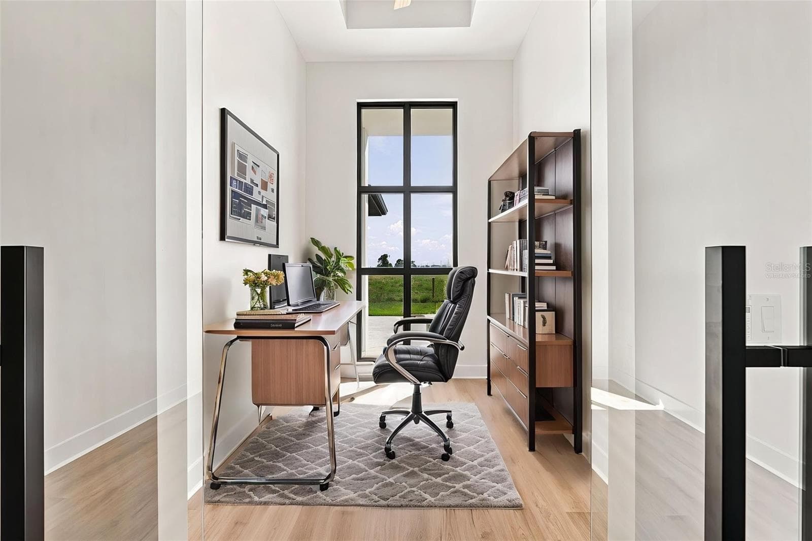 Virtually Staged Bright Office with Modern Glass Window - 44 SUNFLOWER DR, PLACIDA
