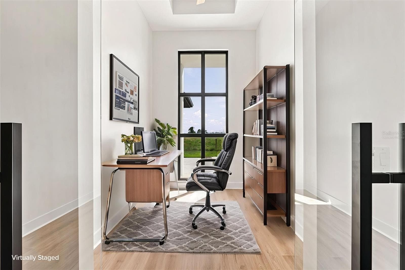 Virtually Staged Bright Office with Modern Glass Window - 44 SUNFLOWER DR, PLACIDA