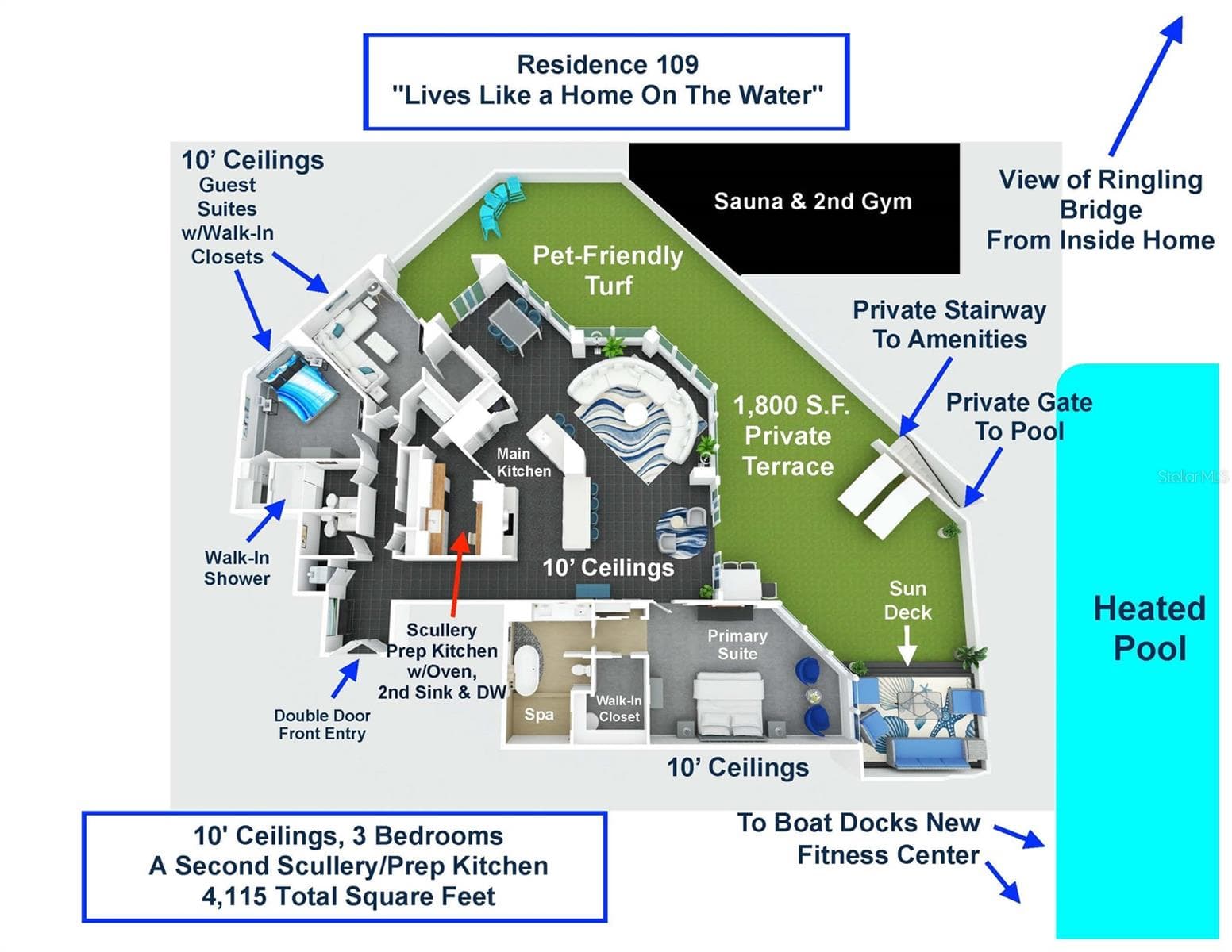 NEW FLOOR PLAN - w/2ND KITCHEN ADDED - 988 BLVD OF THE ARTS #109, SARASOTA