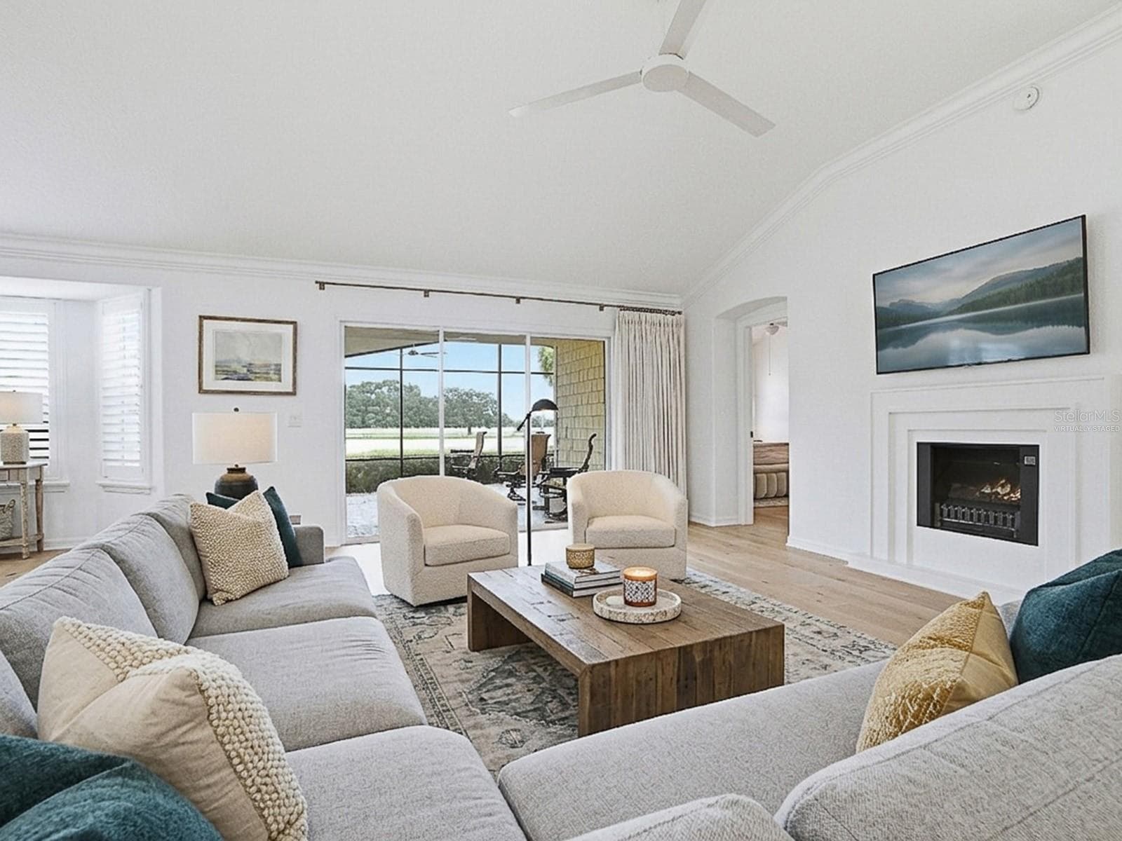 Views, Built-in Decorative Fireplace, Virtually Staged - 2445 BUTTONWOOD RUN, THE VILLAGES